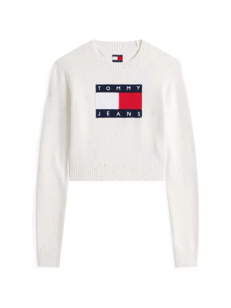 Tommy Jeans Sveter námornícka modrá / červená / biela béžová