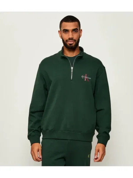 Palton Calvin Klein Jeans din material terry verde