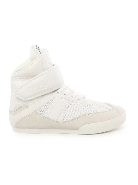Sneakersy Chloe zamszowe z siateczki z paskiem białe