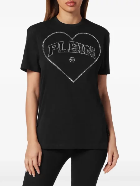 Marškinėliai Philipp Plein su širdelėmis juoda