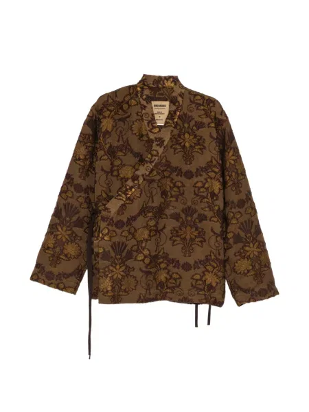 Cămașă Uma Wang cu model floral din jacard plic maro