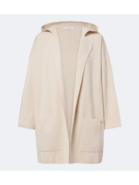 Cardigan Max Mara de lână cu glugă bej