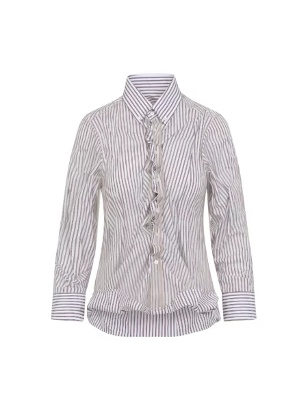 Koszula Maison Margiela w paski z paskiem różowa