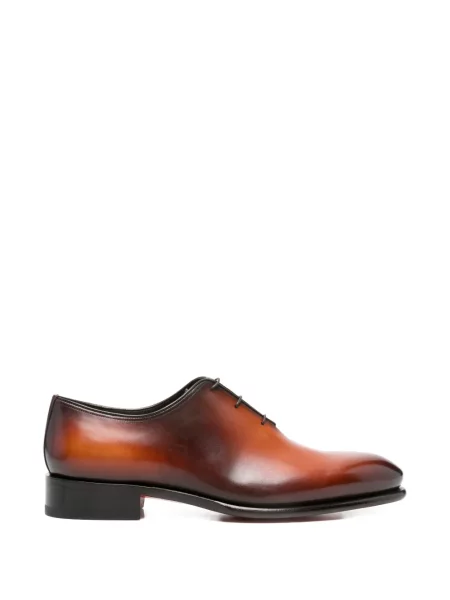 Pantofi loafer Santoni din dantelă maro