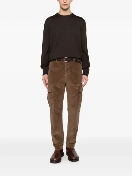 Pantaloni cargo Incotex de catifea cord maro