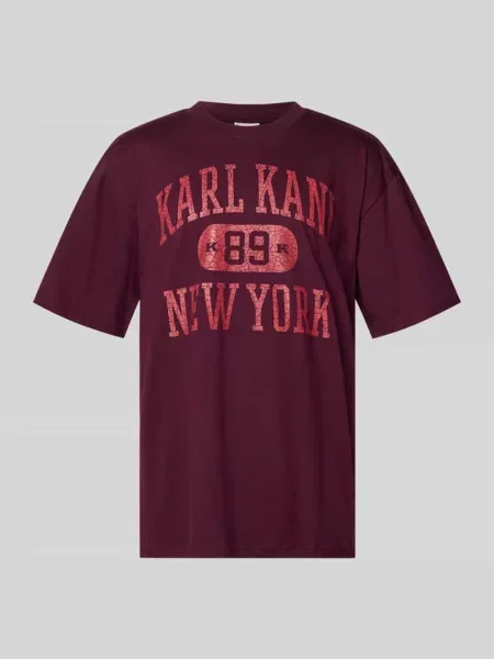 T-shirt o kroju oversized fit z nadrukiem z logo model Heritage' Karl Kani bordowa