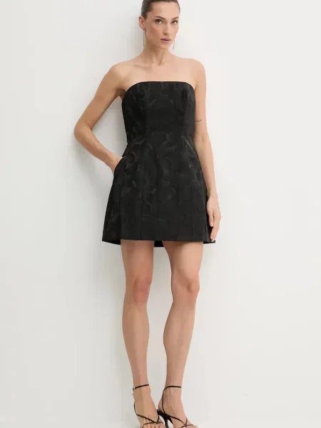 Bardot sukienka mini rozkloszowana czarny