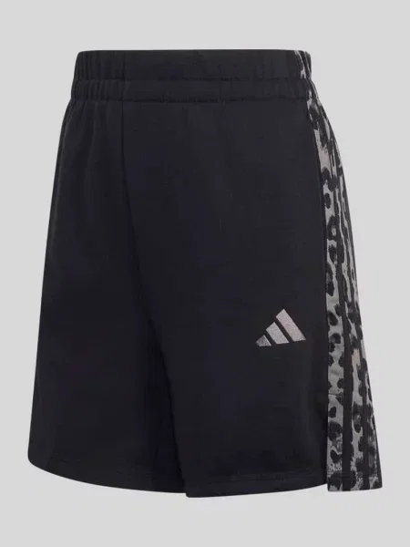 Szorty dresowe o kroju relaxed fit z mieszanki bawełny z nadrukiem z logo Adidas Sportswear czarne
