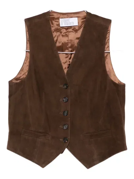 Vestă Giuseppe Di Morabito din piele de căprioară maro