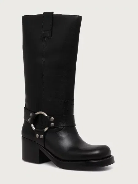 Jeffrey Campbell botine pentru motocicletă pentru femei din piele REFLECTION negru