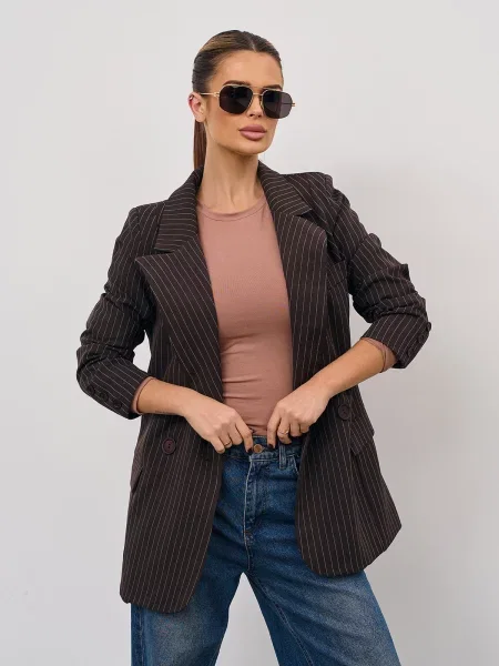 Піджак ISSA Plus темно-коричневий комбінований верх коричневий