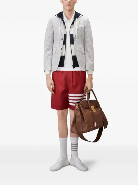 Scurt tricou polo Thom Browne alb