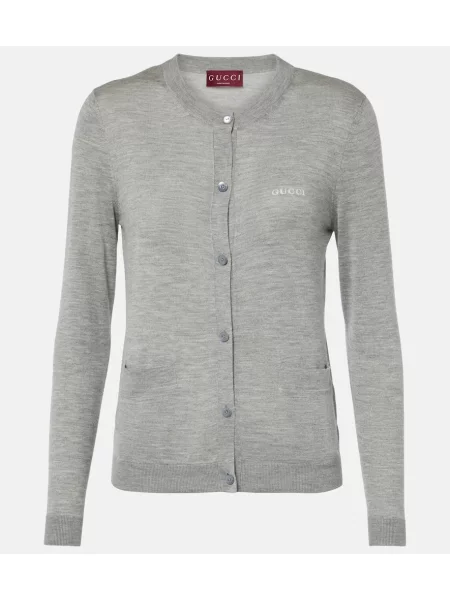 Cardigan Gucci de mătase gri