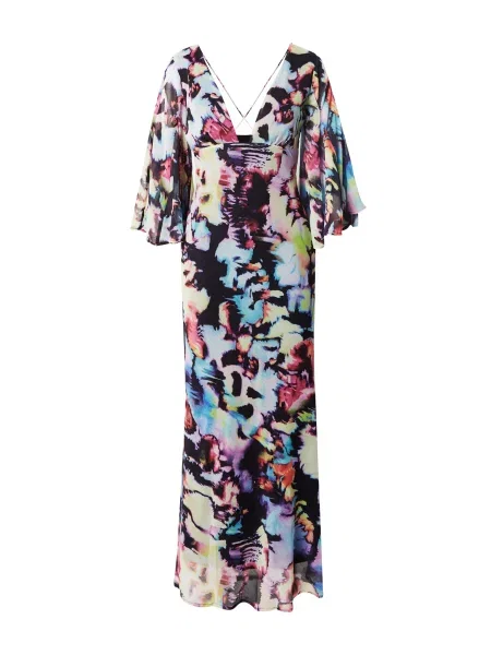 Warehouse Rochie albastru deschis / galben deschis / roz zmeură negru