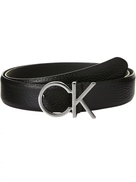 Pasek Calvin Klein skórzany z logo czarny