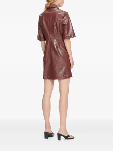 Rochie tip cămașă Samsøe Samsøe scurtă de costum maro