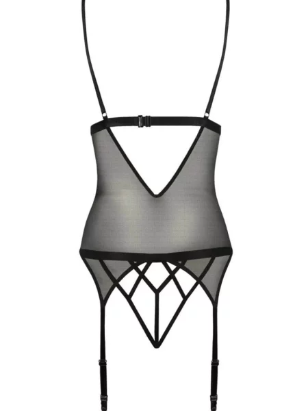 Шифоновый корсаж и трусики с доступом Комплект_Passion_Diabolina_corset чорні