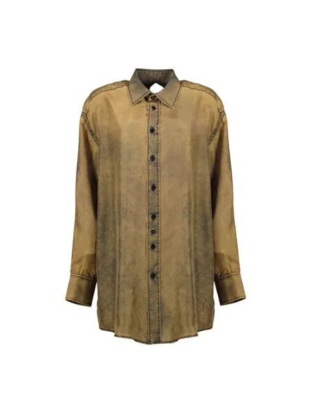 Jedwabna długa koszula Mm6 Maison Margiela brązowa