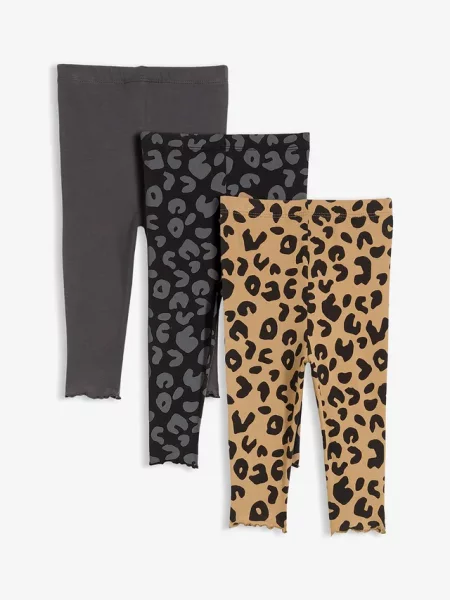 Niemowlęce legginsy z czystej bawełny organicznej 3 szt. beżowe