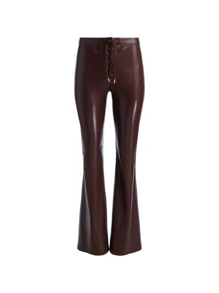 Pantaloni Alice + Olivia cu șireturi din dantelă maro