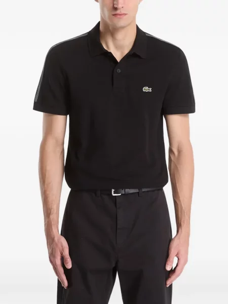 Tricou polo Lacoste cu autograf negru