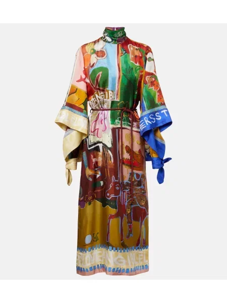 Rochie maxi Alemais de mătase cu imagine