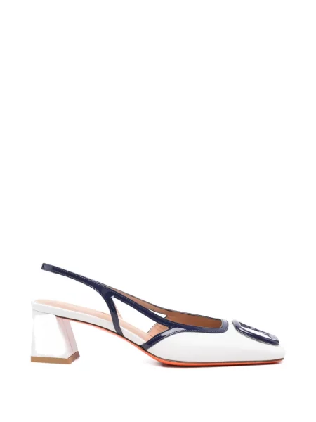 Pantofi cu toc Santoni slingback cu bretele alb