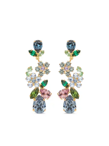 Cercei Jennifer Behr cu model floral de cristal auriu
