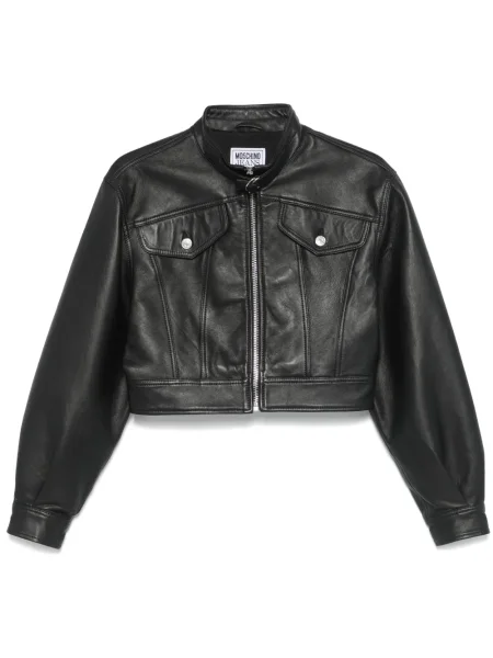 Geacă de blugi Moschino Jeans din piele negru