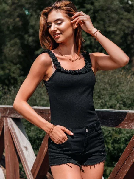 Pantaloni scurți din denim Edoti negru