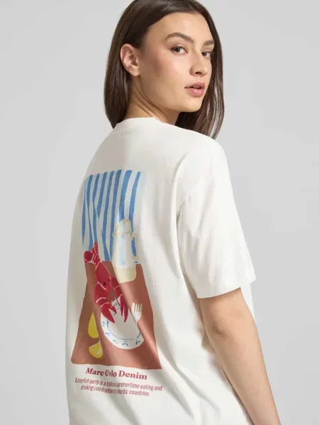 Męski t-shirt o kroju regular fit z czystej bawełny Marc O'polo Denim biała