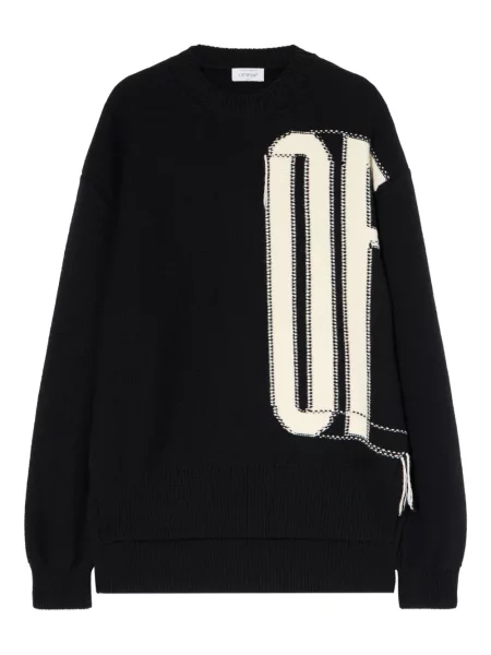 Pulover Off-white cu decolteu rotund alb