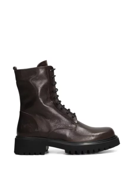 Botine Evaluna cu șireturi din piele maro