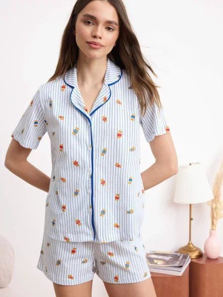 Trendyol Pantaloni scurți albastru / maro alb
