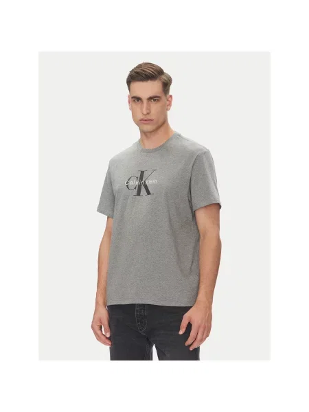 Calvin Klein Jeans Majica Hero Monologo Siva Regular Fit bela