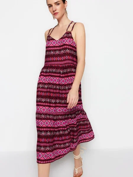 Rochie midi Trendyol tradițională țesută roșu