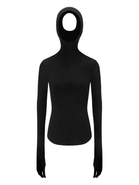 Długi top Oude Waag z kapturem czarny