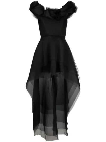 Rochie Ana Radu cu model floral din organza de costum negru