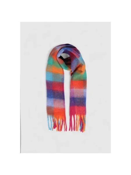 Fular Pieces în carouri portocaliu