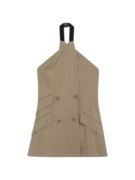 Top Max Mara cu două rânduri de nasturi cu gât halter