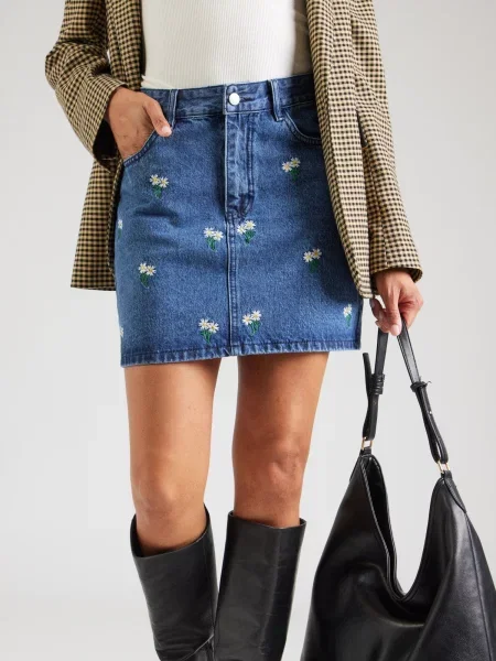 ABOUT YOU Fustă Leandra albastru denim / galben / verde alb