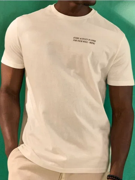 Sinsay Koszulka z napisem kremowy