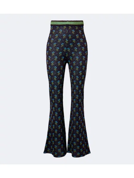 Pantaloni Etro cu model floral din jacard evazate