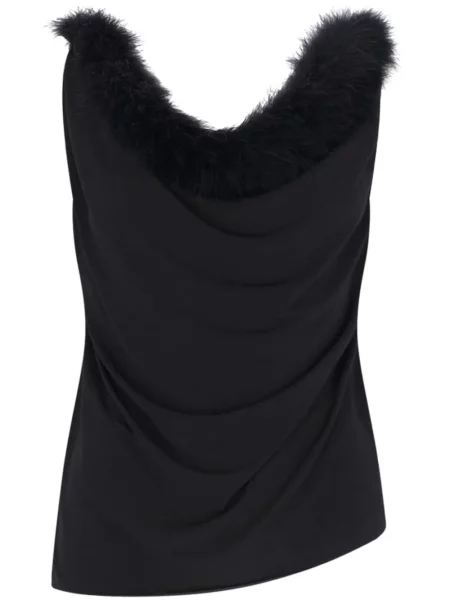 Top Coperni w piórka czarny