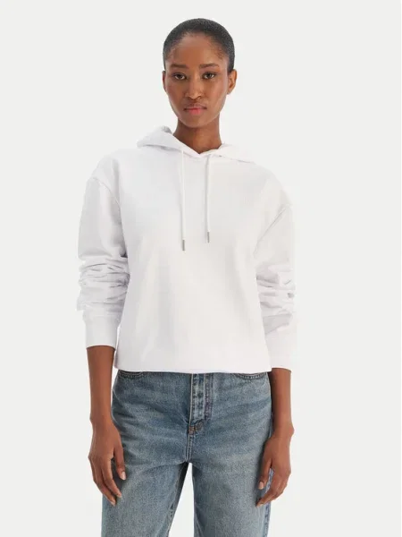Geacă de blugi Calvin Klein Jeans din material terry alb