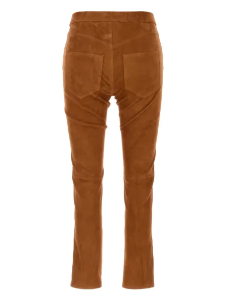 Pantaloni Isabel Marant din piele de căprioară maro