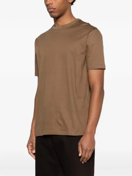 Tricou Kiton cu decolteu rotund maro