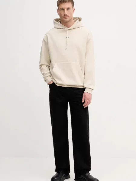 Однотонный свитер Boss Green с капюшоном бежевый
