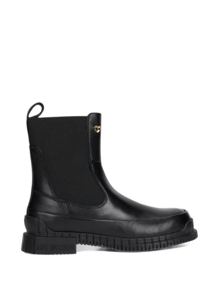 Botine Love Moschino cu motiv cu inimi negru