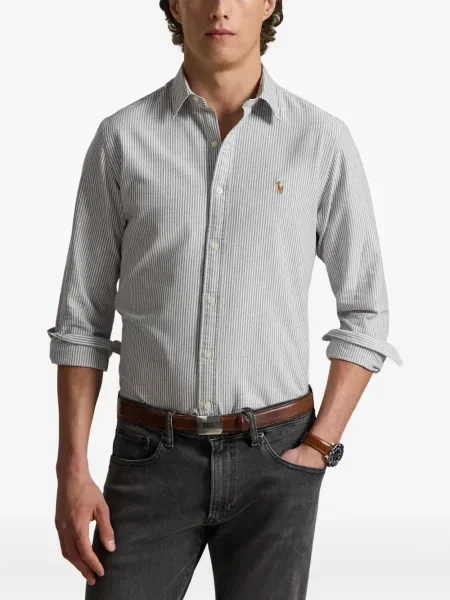 Dlouhá pruhovaná s límcem kšiltovka Polo Ralph Lauren modrá